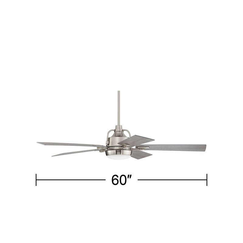 60" Casa Vieja Lemans Modern Industrial Indoor Ceiling Fan with Dimmable LED Light Remote Control Brushed Nickel Gray Oak Opal Glass for Living Room, 4 of 11
