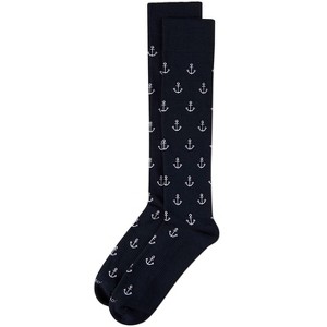 Memoi Unisex "Nautical Anchors" Cotton-Blend Graduated Compression Sock - 1 of 2
