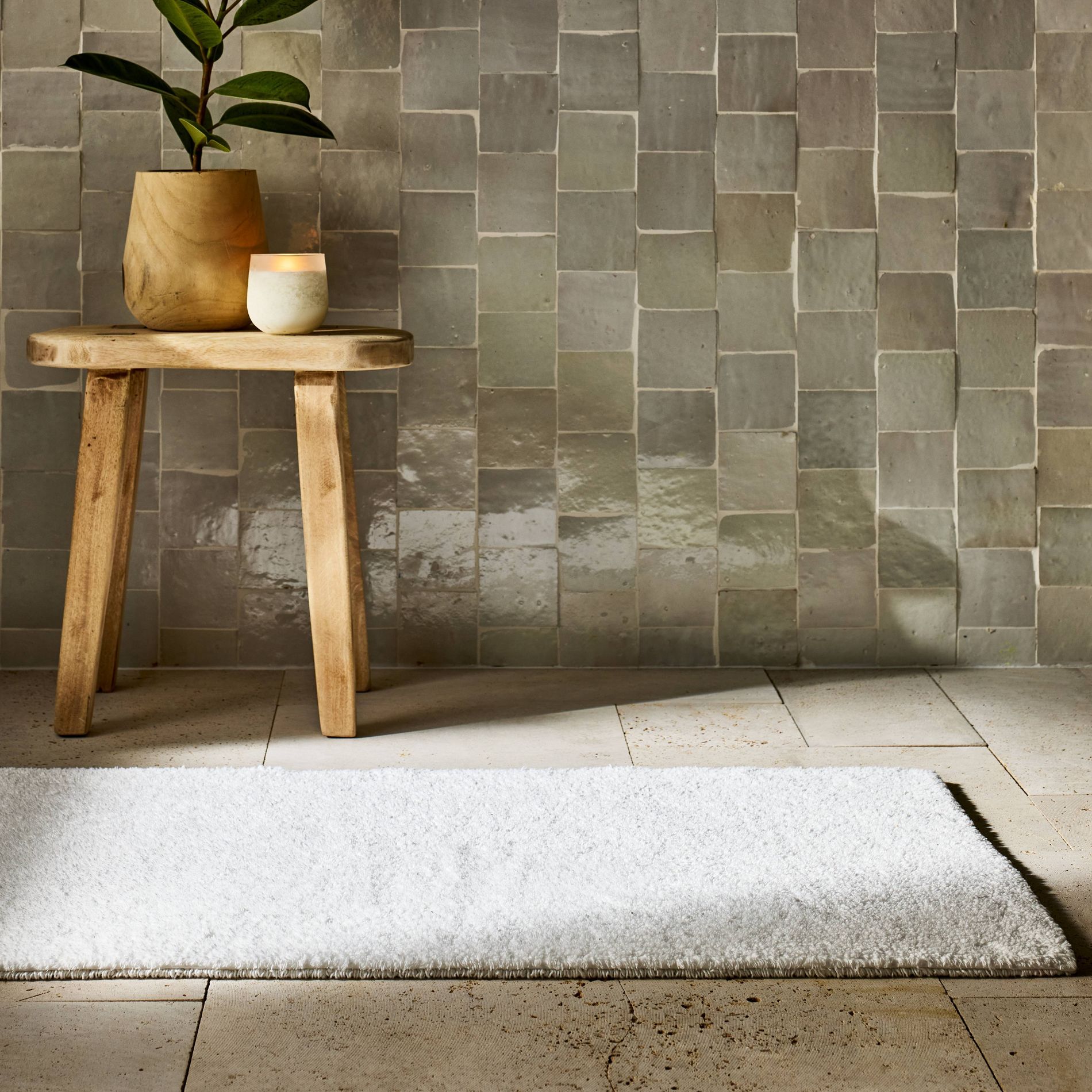 24"x40" Organic Melange Reversible Bath Rug White - Casaluna™