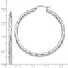 Black Bow Jewelry 3mm x 60mm 14k White Gold Textured Round Hoop Earrings - 4 of 4
