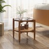 Tangkula 2-Tier Round Side End Table PE Rattan Sofa Nightstand Tempered Glass Tabletop - 4 of 4
