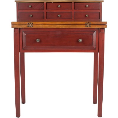 Abigail 7 Drawer Fold Down Desk - Cherry/Honey Oak - Safavieh