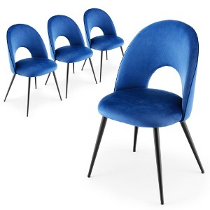 Tangkula Dining Chair Set of 4 Velvet Upholstered Side Chair w/ Metal Base for Living Room - 1 of 4