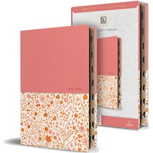 KJV Holy Bible, Large Print Handy Size Format, 2 Piece Pink Floral Leathersoft with Ribbon Marker, Red Letter, Thumb Index - by  King James Version - 1 of 1