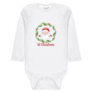 Everyday Kids Christmas Collection 1st Christmas Santa Wreath Baby Onesie – Graphic Bodysuit - 1 of 4