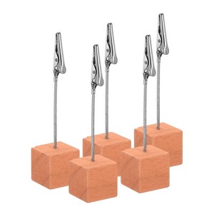 Unique Bargains Wood Base Table Number Memo Clip Place Card Holder 5 Pcs - 1 of 4