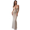 Clotth Women's Deep V Neck Crochet Halter Maxi Dress Sexy Tie Backless Long Cami Dresses Elegant Halterneck Tight-fitting Hip Dress - 2 of 4