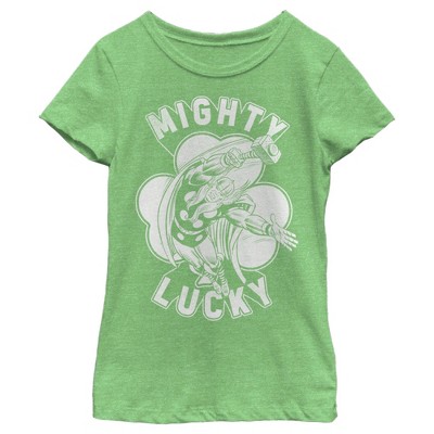 Girl's Marvel St. Patrick's Day Thor Mighty Lucky Clover T-shirt : Target