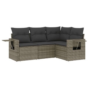 vidaXL 4 Piece Patio Sofa Set with Cushions - Gray Without Table - 1 of 4