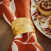 tag Leaf Napkin Ring Set - Brass Gold Aluminum Napkin Rings for Thanksgiving - Wipe Clean - 2" L x 2" W x 1.5" H - 2 of 2