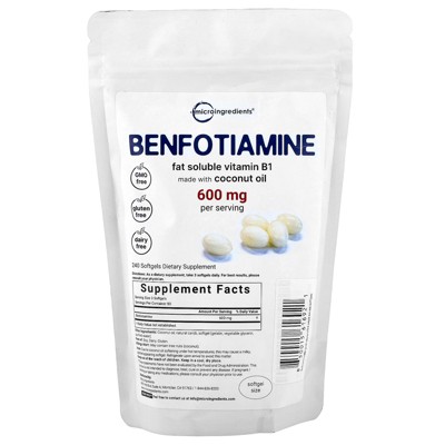 Micro Ingredients Benfotiamine, 240 Softgels (200 mg per Softgel)