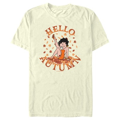 Men's Betty Boop Red Outfit Cute Pose Graphic Tee Beige Small