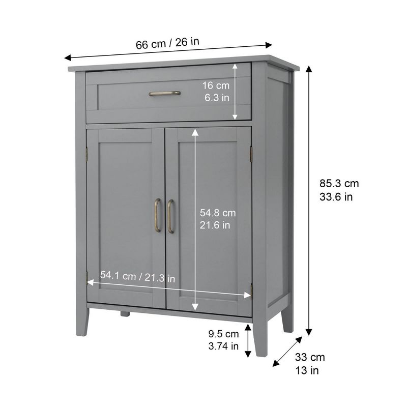 Mercer Mid Century Modern Wooden Floor Storage Cabinet Gray - Elegant Home Fashions, 4 of 11