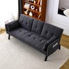 Mocamel 70-inch multi-functional cotton and linen sofa bed: foldable + cup holder + side storage, instantly switch between living room and bedroom - 3 of 4