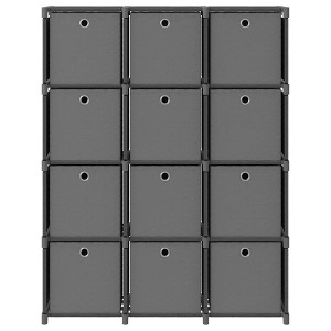 vidaXL Display Shelf Grey Polyester fabric and steel Medium - 12-Cube Gray With boxes - 1 of 4