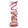 Allegra K Women's Faux Suede Open Toe Color Block Heel Lace Up Sandals - 3 of 4