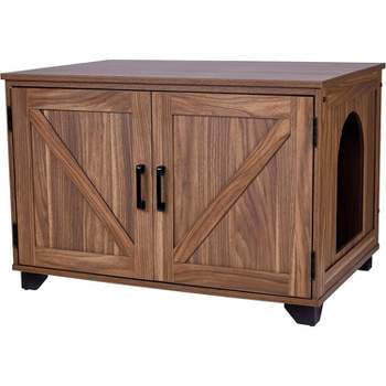 Arf Pets Cat Litter Box Enclosure Furniture, Large Wooden Cabinet