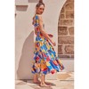Womens Smocked Midi Dress Summer Ruffle A Line Long Flowy Dresses Cute Sleeveless Beach Sundress - 2 of 3