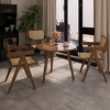Set of 2 Modern Wooden Dining Chair,Dining Armrest Chair with Rubber Wood Frame,Rattan Accent Chair for Kitchen Living Room-Coolbibila - 2 of 4