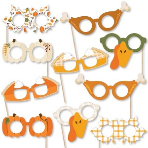 Big Dot of Happiness Fall Friends Thanksgiving Glasses - Paper Card Stock Friendsgiving Party Photo Booth Props Kit - 10 Count - 1 of 4