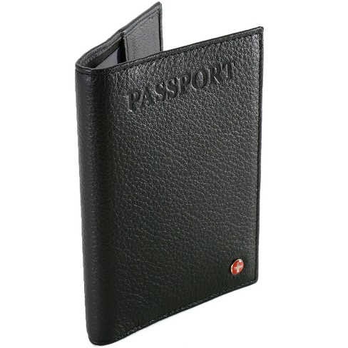 AlpineSwiss RFID Blocking Leather Passport Cover ID Protection Travel Case  Black