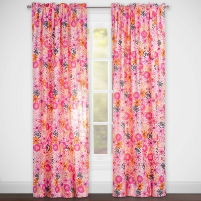 The Bloom Room Rod Pocket Curtain Panel Pink Highlights Target