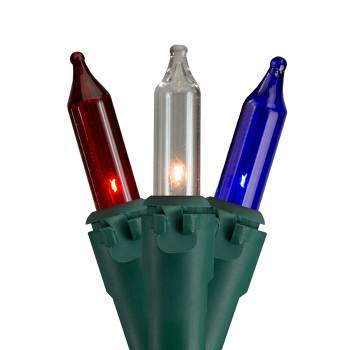 Northlight Mini Christmas String Lights - Red, White and Blue - 10' Green Wire - 50ct