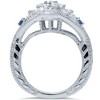 Pompeii3 3/4ct Treated Blue & White Genuine Diamond Pave Engagement Vintage Ring 14k Gold - 2 of 3