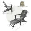 Costway 2 PCS Outdoor Patio HDPE Adirondack Chair Beach Seat Retractable Ottoman White\Black\Coffee\Grey\Turquoise - 4 of 4
