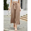 Women's Wide Leg Pants Elastic High Waisted Lightweight Palazzo Pants with Pockets Tie Casual Summer Pants - 2 of 4