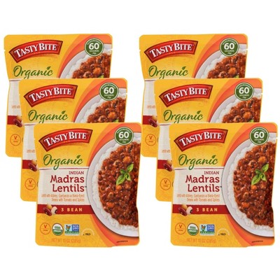 Tasty Bite Organic 3 Bean Indian Madras Lentils - Case of 6/10 oz