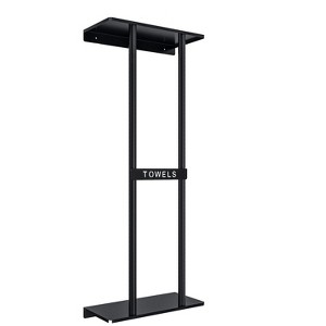 Itopfox Bathroom Towel Storage Rack, Wall Mounted with Shelf Holds 6 Large Towels, Rolled Towel Rack for Bathroom, Black - 1 of 4