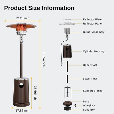 Brown Stainless Steel 50,000 BTU Patio Heater with Table