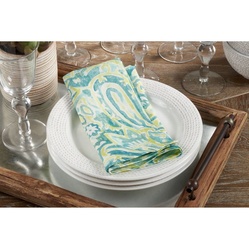 4pk Linen Distressed Table Napkins Green - Saro Lifestyle, 4 of 5