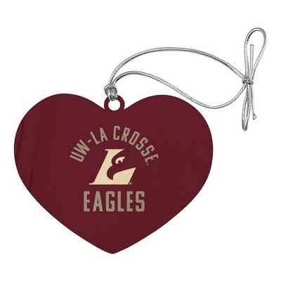 University of Wisconsin - La Crosse University Eagles Heart Love Wood Christmas Tree Holiday Ornament