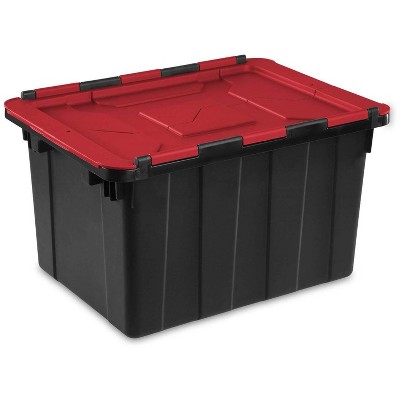 Sterilite 7.5 Gal Rugged Industrial Storage Totes w/ Latch Lids, Black (18  Pack), 1 Piece - Foods Co.