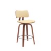 HomeRoots 26" Cream And Wood Brown Faux Leather Swivel Low Back Counter Height Bar Chair - 4 of 4