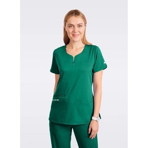 Moxie Scrubs Ashley Top – Soft Split Neck Women's Scrub Top with 4-Way Stretch, Quick Dry Fabric, Zipper Pocket, Plus Sizes XXS–5X - 1 of 4