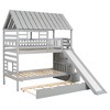 Grungis Twin over Twin House Loft Bed with Trundle and Slide,Bunk Bed with Storage Staircase and Roof and Window,Loft and Bunk Bed for Bedroom - 4 of 4