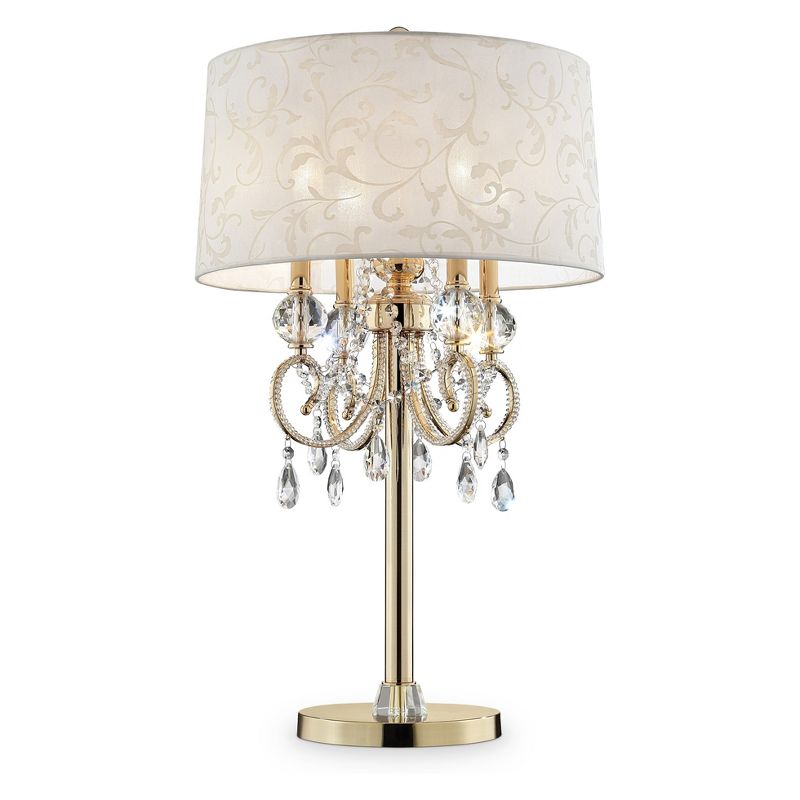 32.5&#34; Antique Metal Table Lamp with Crystals (Includes CFL Light Bulb) Gold - Ore International, 1 of 4