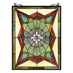 Chloe Lighting Eminent Tiffany-Style Geometric Stained Glass Window Panel 25`` Height - 1 of 4