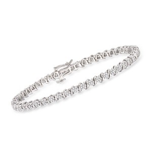 Ross-Simons 1.00 ct. t.w. Diamond Cluster Tennis Bracelet in Sterling Silver - 1 of 3