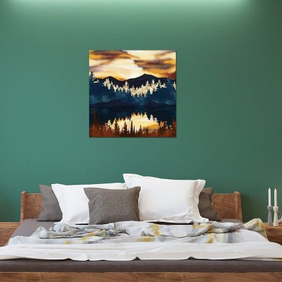 26" Square Fall Sunset Canvas Art with Pine Wood Frame