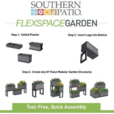 FlexSpace Gray Polypropylene Modular Raised Garden Bed Planter