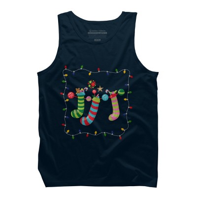 Men's Design By Humans Christmas Stocking with Christmas Lights By realdealclipart Tank Top