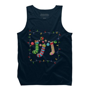 Men's Design By Humans Christmas Stocking with Christmas Lights By realdealclipart Tank Top - 1 of 3