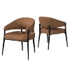 Set of 2 Luxury Upholstered Dining Chairs Leather Leisure Side Chair Living Room - 2 of 4