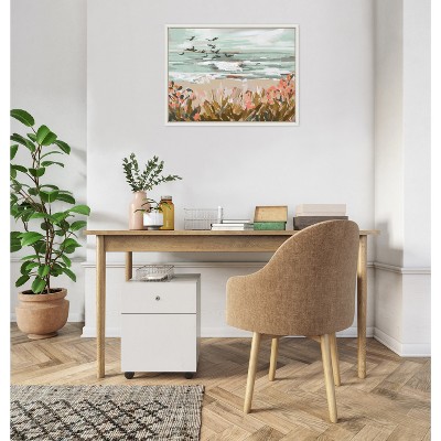 18" x 24" White Framed Coastal Watercolor Canvas Art