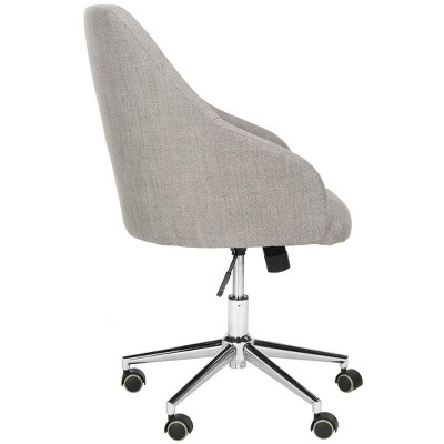 Transitional Gray Linen Swivel Office Chair with Chrome Legs