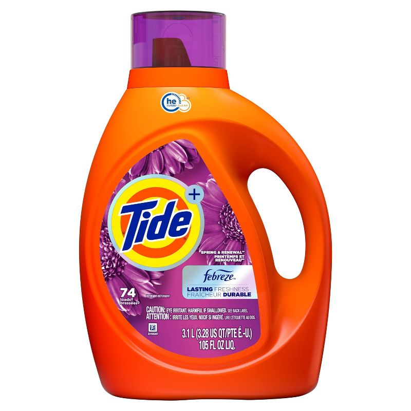 Tide Plus Febreze High Efficiency Liquid Laundry Detergent - Spring & Renewal, 1 of 10